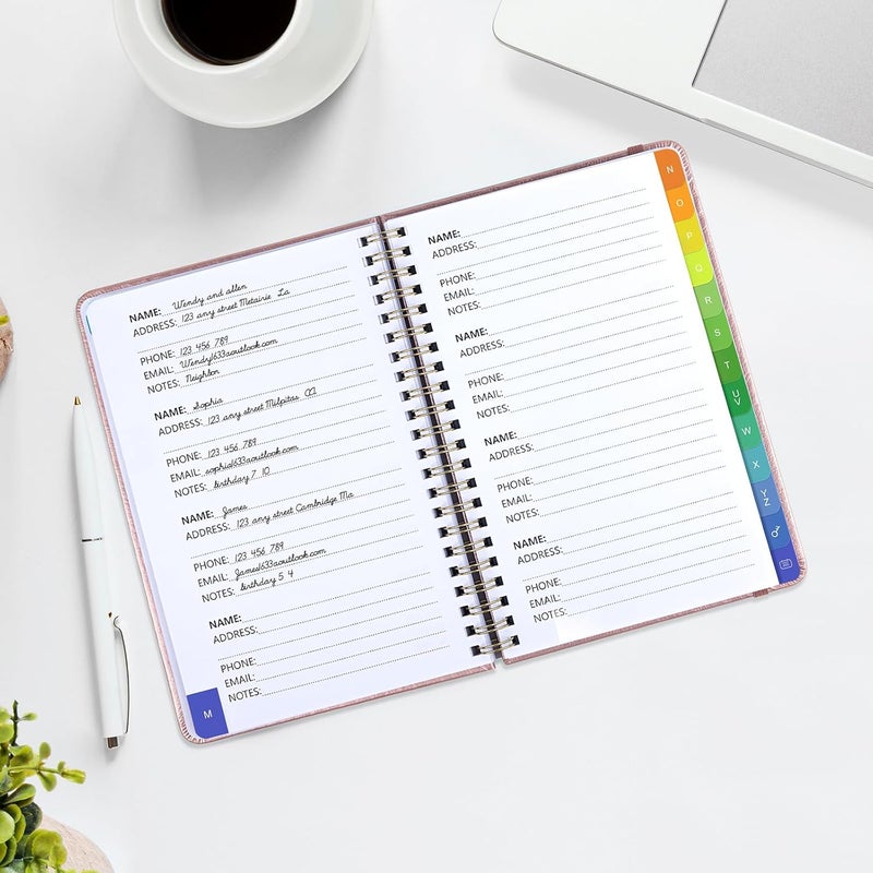 Blugool Address Book with Alphabetical Tabs-Address and Password Book for Seniors - Hardcover Spiral Bound Phone Book- Record Contacts, Website Login Passwords, Special Days -5.7" x 7.7", Rose Gold - Image 4